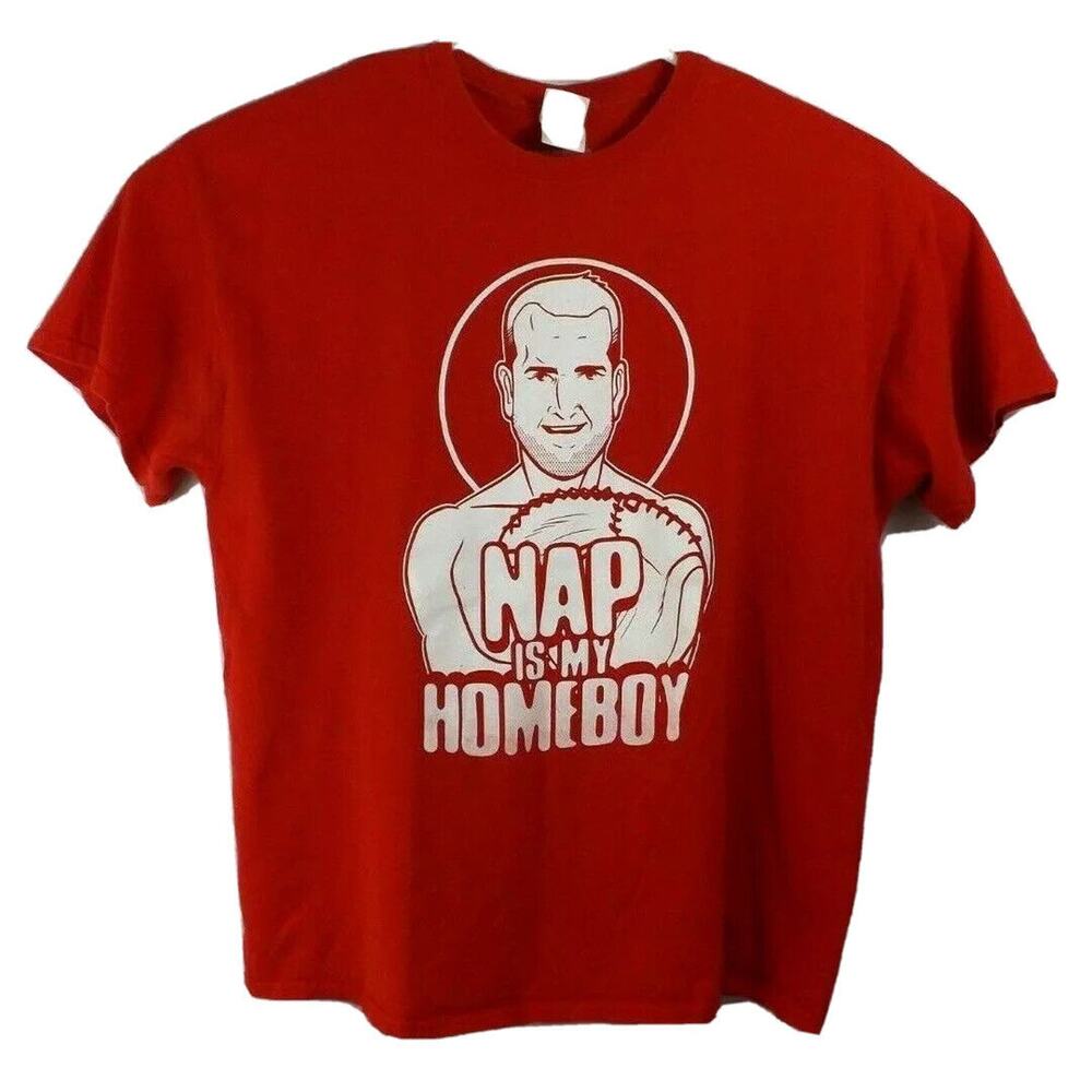 Nap Is My Homeboy T Shirt Novelty Size XL Gildan 100% Cotton Red
